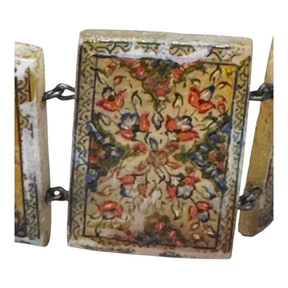 Sterling Silver & Mother of Pearl Hand Painted Panel Bracelet Birds Storyteller - Picture 11 of 16